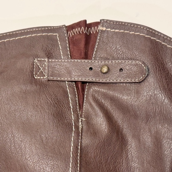 Jasmin Brown Faux Leather Wide Calf Riding Boots with Buckles NWOT - Picture 5 of 11